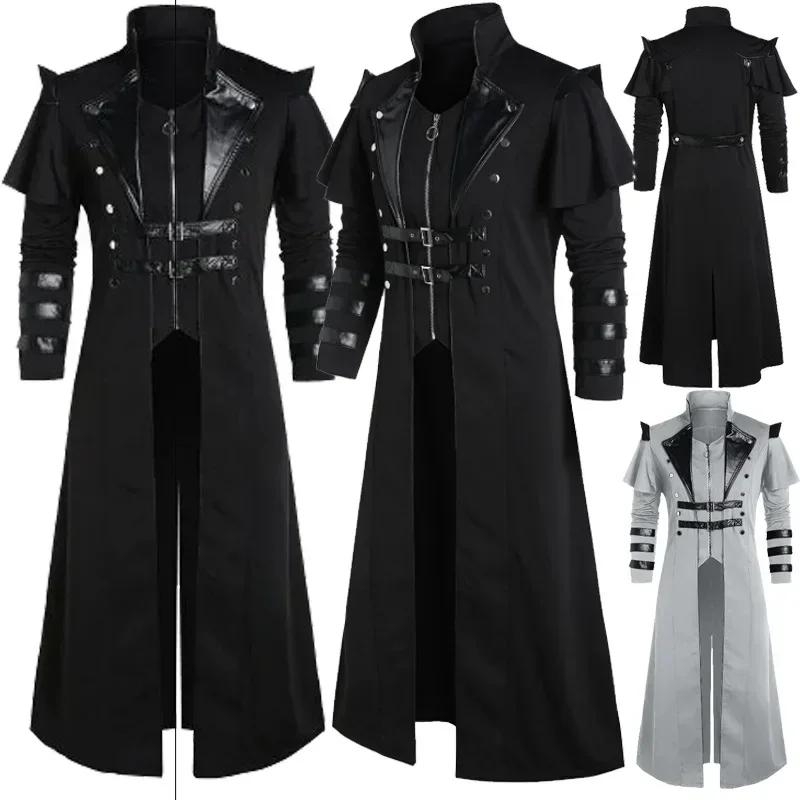 Men'S Fashion Leather Jacket - ชุดคอสตูมวินเทจสำหรับผู้ชาย ฮาโลวีน สไตล์ยุคกลาง สตีมพังก์ เอลฟ์ โจรสลัด