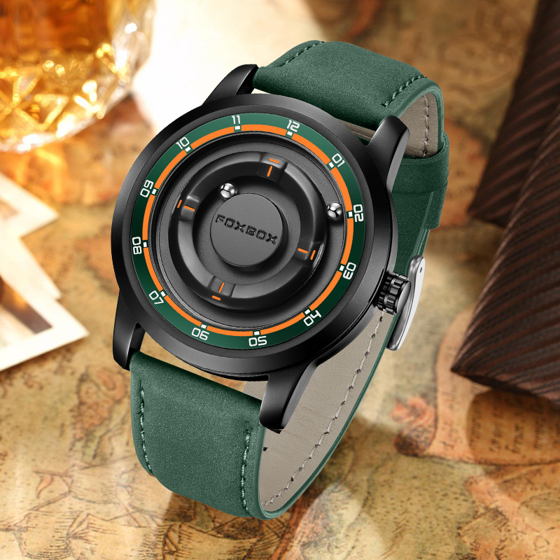 Mens Fashion Watch - นาฬิกาข้อมือควอตซ์ FOXBOX รุ่น Unique Dial ดีไซน์แฟชั่นลำลอง