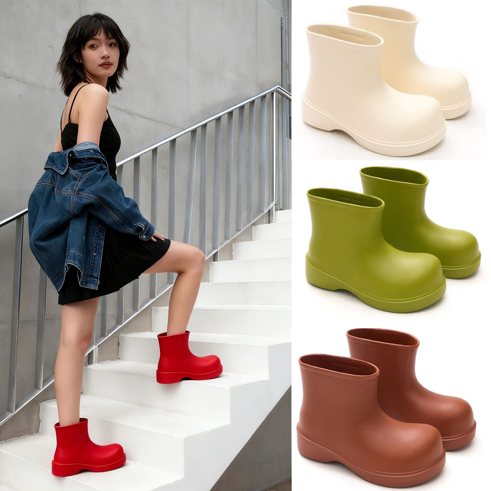 Mens Fashion Autumn 2025 - รองเท้าบูทยางกันฝนสไตล์เกาหลี ปี 2025 สำหรับผู้หญิง แบบสั้น ผลิตจาก
