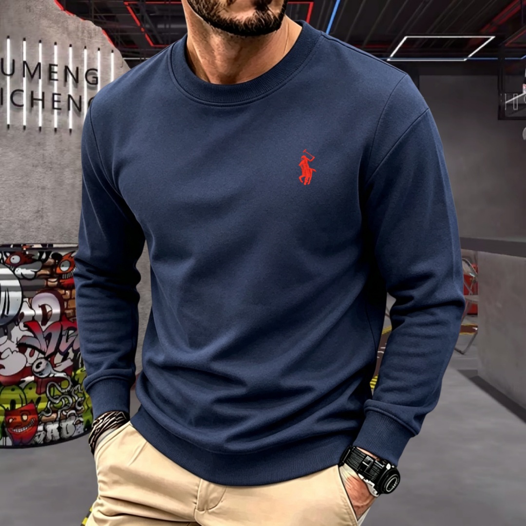 Men'S Fashion Brands - เสื้อยืดคอกลมแขนยาวผู้ชายแบรนด์หรูผ้าฝ้ายเนื้อนุ่ม แฟชั่นฤดูใบไม้ร่วง ปักลาย สไตล์เกาหลี ทรงหลวม เสื้อสเวตเตอร์ลำลอง