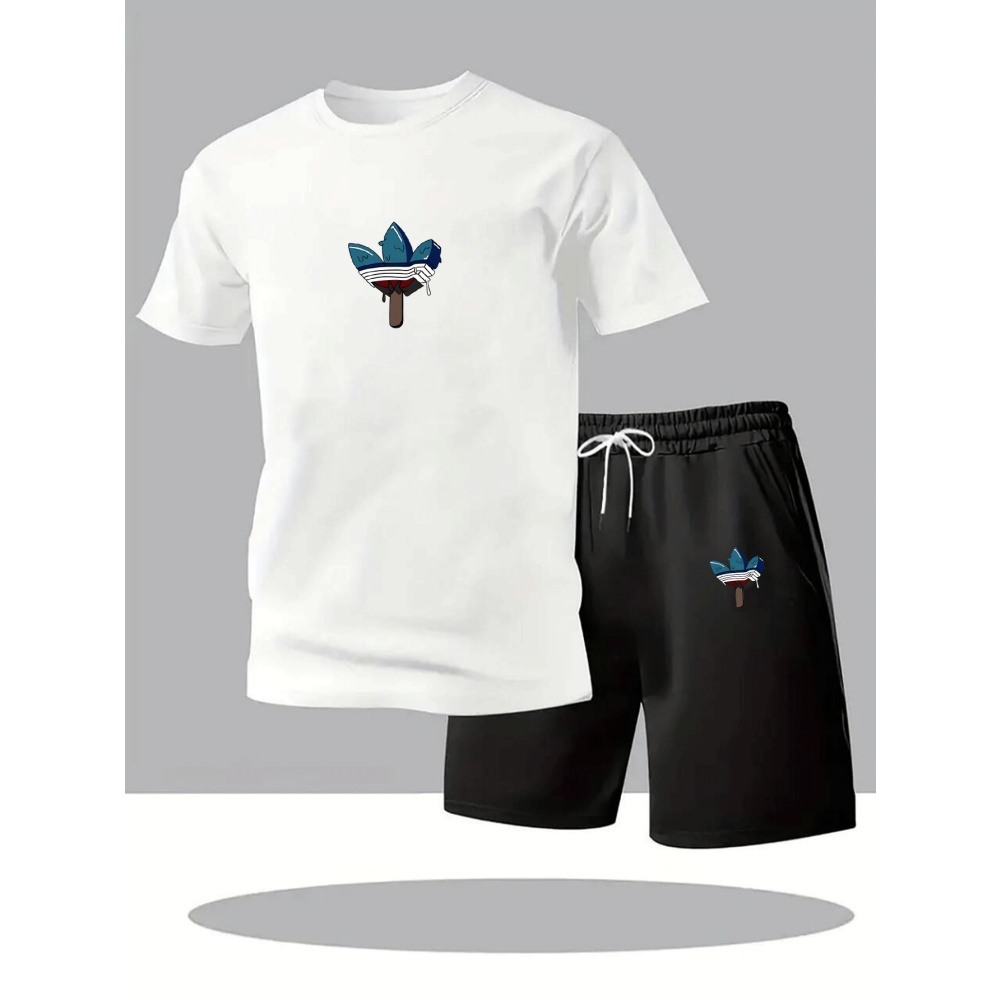 Men'S Fashion Clothing - ฤดูร้อนชุดผู้ชายแฟชั่นเสื้อยืดแขนสั้นผู้ชาย+ กางเกงขาสั้นชุดผู้ชายลำลองเสื้อผ้าผู้ชายชุดจ็อกเกอร์ชาย S-2XL