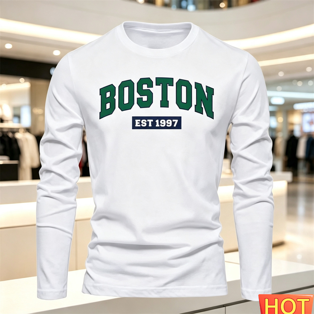 Men'S Fashion Clothing - เสื้อยืดแขนยาวผู้ชายลายตัวอักษร คอกลม เสื้อยืดอเนกประสงค์ แฟชั่นผู้ชายสไตล์ Y2K เสื้อทรงหลวม