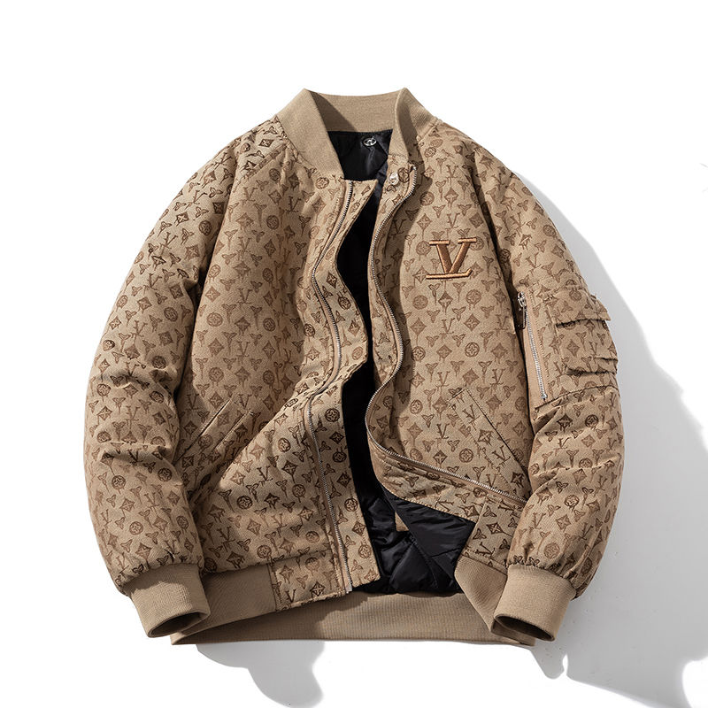 Bomber Jacket Men - เสื้อแจ็คเก็ตเบสบอลผ้าฝ้ายหนานุ่มสไตล์เรโทรอเมริกันยี่ห้อ Tide สำหรับผู้ชายและผู้หญิง เสื้อแจ็คเก็ตบอมเบอร์แบบคู่รัก