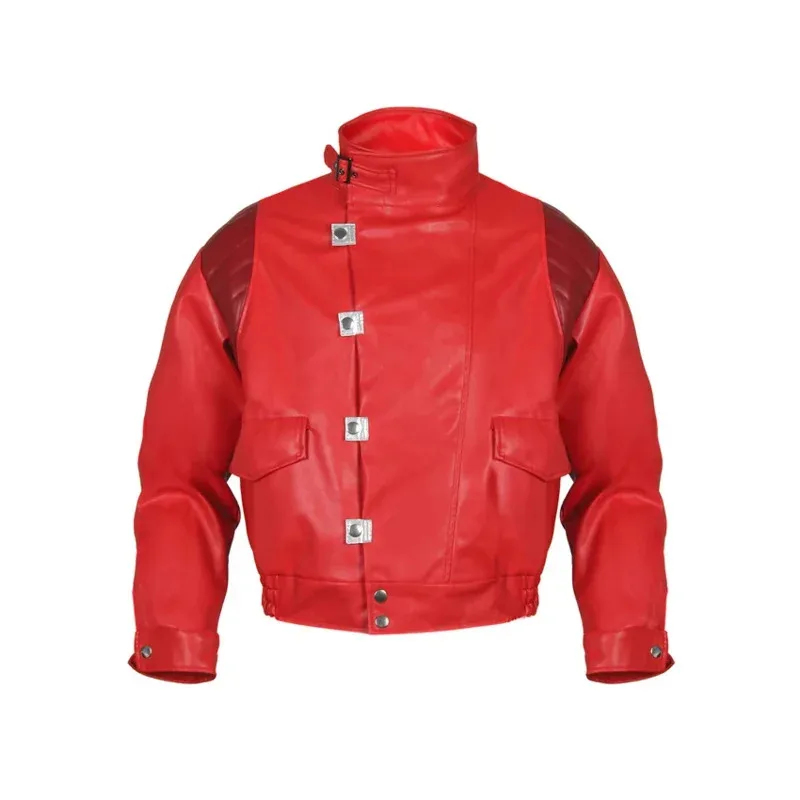 Bomber Jacket Men - ADFF15DY20Akira Kaneda เสื้อแจ็คเก็ตคอสเพลย์สีแดงผู้ชายเสื้อโค้ทแคปซูลพิล 33QBE18S พิมพ์ลายบอมเบอร์มอเตอร์ไซค์ไรเดอร์เครื่องแต่งกายหนังอะนิเมะ C