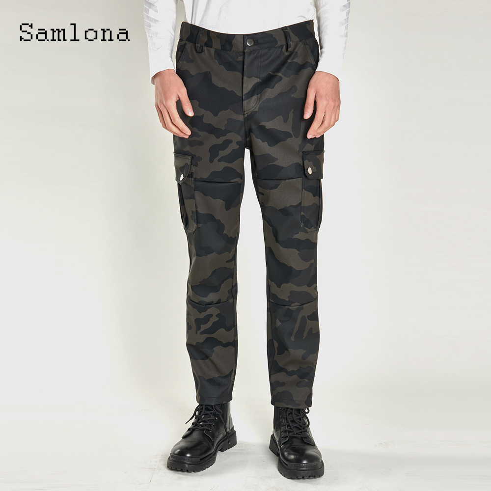 Mens Fashion Camo Pants - 2025 ชายกระเป๋าแฟชั่น PU กางเกงหนังกลางแจ้ง Camo Cargo