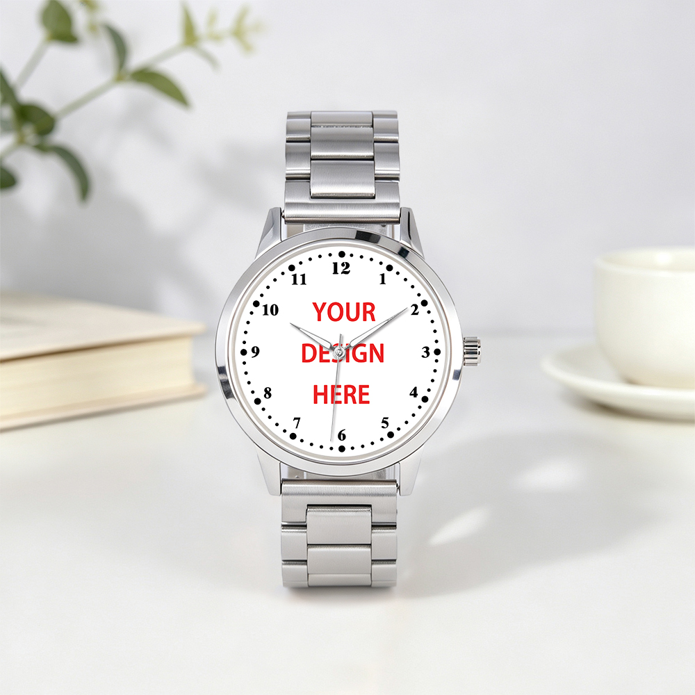 Mens Fashion Watch - ตัวเรือนนาฬิกาสแตนเลสกันน้ำระดับ 3ATM หน้าปัดปรับแต่งได้ นาฬิกาควอตซ์สำหรับทุกเพศ - ของขวัญที่ระลึกสำหรับผู้ชายและผู้หญิง