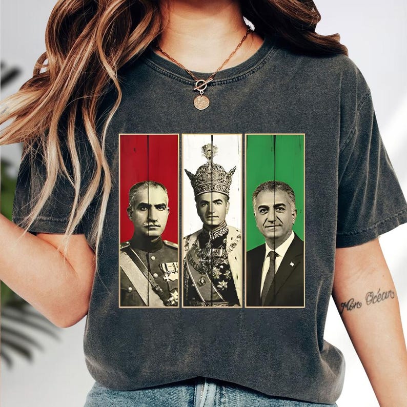 Men'S Fashion History - เสื้อยืดลายภาพเหมือนโมฮัมหมัด เรซา ปาห์ลาวี, เสื้อยืดลายพิมพ์พระมหากษัตริย์แห่งอิหร่าน, เสื้อยืดลายศิลปะเปอร์เซียสมัยใหม่, เสื้อยืดลายประวัติศาสตร์อิหร่าน