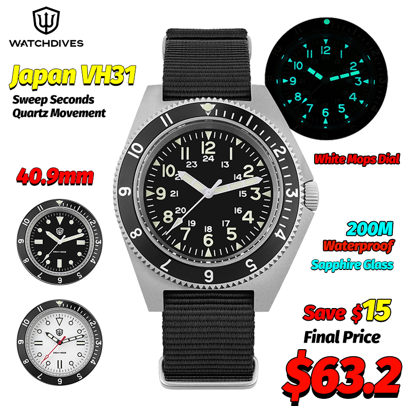 Mens Fashion Watch - นาฬิกาควอตซ์ Watchdives รุ่น WD1972 นาฬิกาผู้ชายหน้าปัดแซฟไฟร์ เรืองแสง