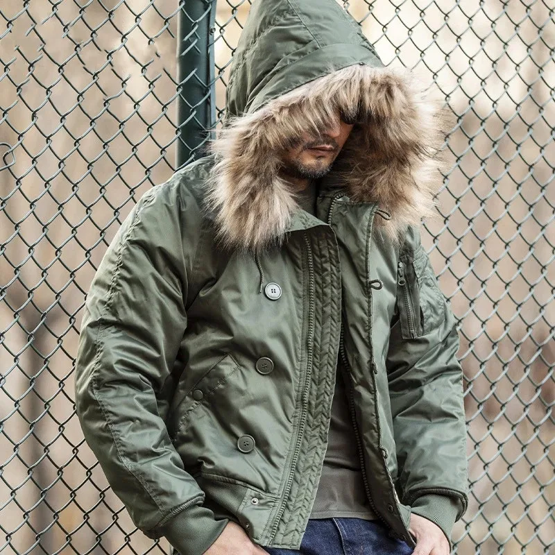 Bomber Jacket Men - ผู้ชายฤดูหนาวขนแกะเสื้อแจ็คเก็ตยุทธวิธีทหารหนา WARM Windbreaker ขนสัตว์เสื้อแจ็คเก็ต N2B กลางแจ้ง