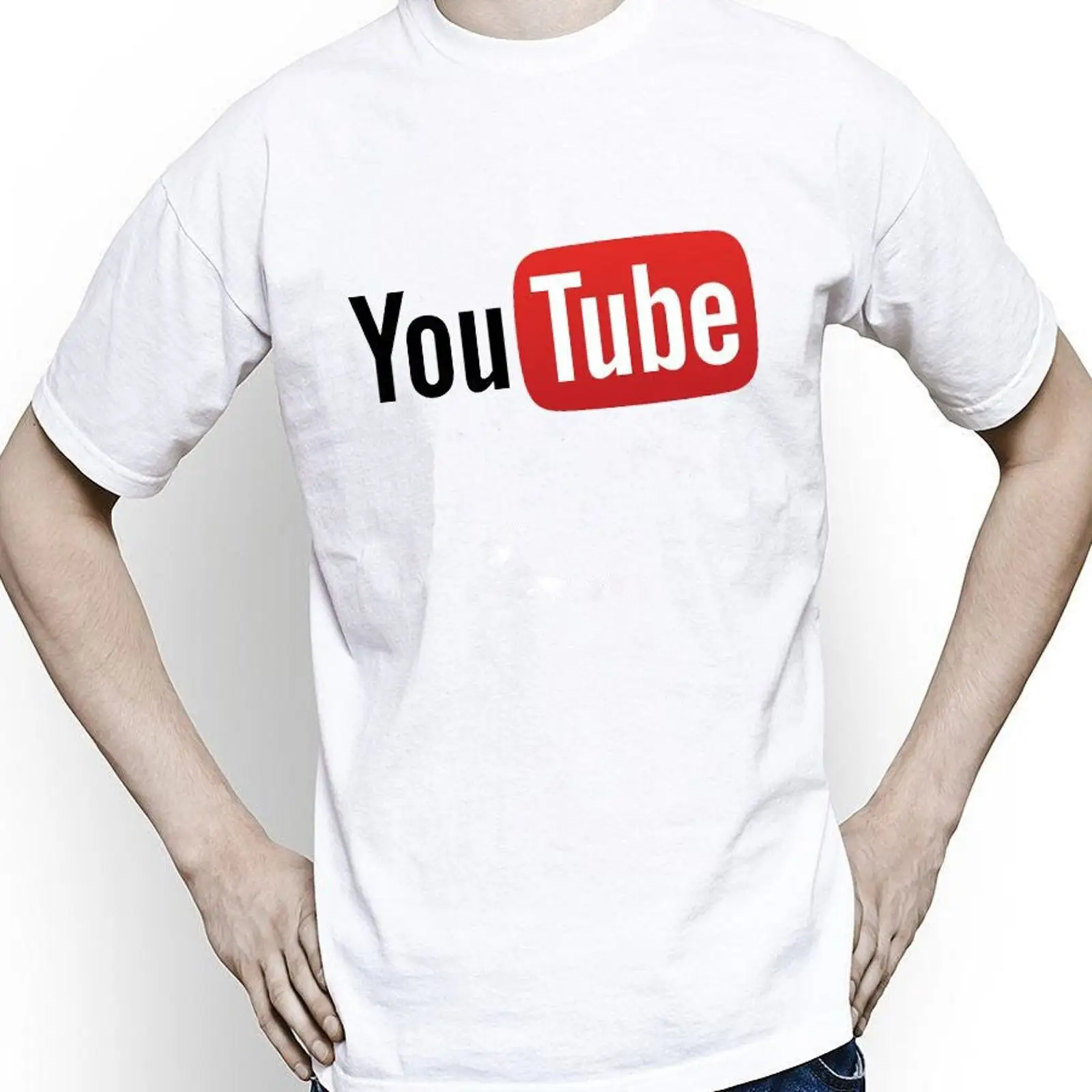 Men Fashion Youtuber - เสื้อยืดลายวิดีโอจากช่อง YOUTUBE สไตล์วินเทจ ผ้าซักแล้ว ยืดได้ ใส่สบาย
