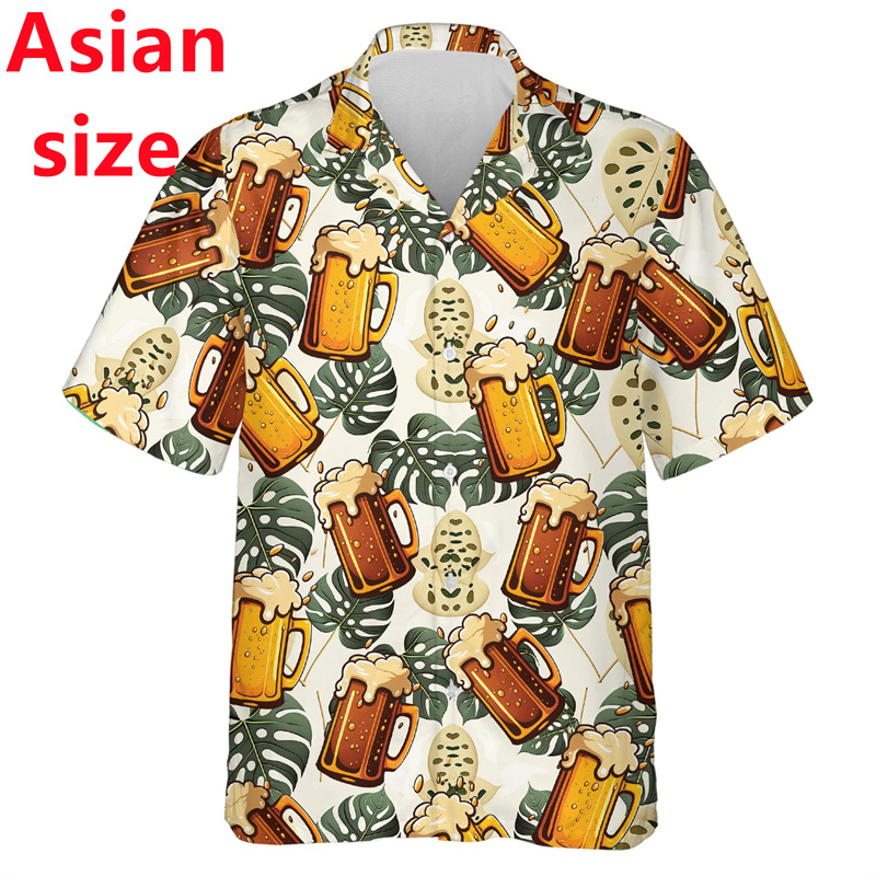 Men'S Fashion Lk - ใหม่คนรักเบียร์เสื้อสําหรับชายเสื้อผ้า Harajuku แฟชั่นฮาวายเสื้อฤดูร้อน Aloha เสื้อชายหาดชายเสื้อแขนสั้น