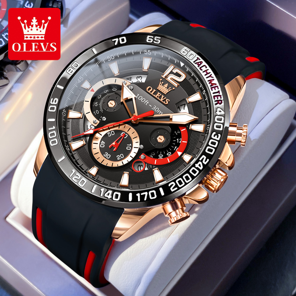 Mens Fashion Watch - นาฬิกาข้อมือผู้ชาย OLEVS แฟชั่นลำลอง โครโนกราฟ กันน้ำ ขนาด