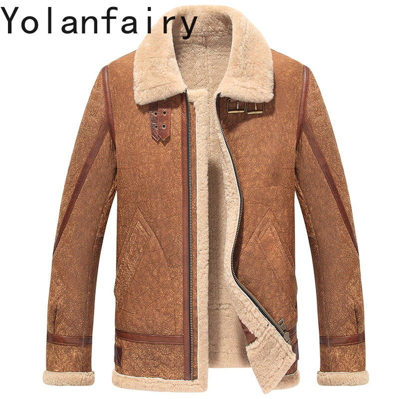 YOLANFAIRY เสื้อแจ็คเก็ตหนังแท - Men'S Fashion Leather Jacket บทวิจารณ์และราคา