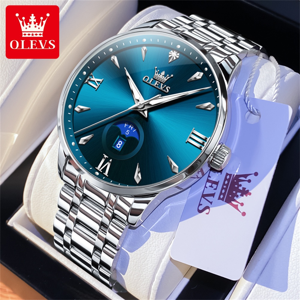 OLEVS มูนเฟสนาฬิกาผู้ชายปฏิทิน - Mens Fashion Watch บทวิจารณ์และราคา