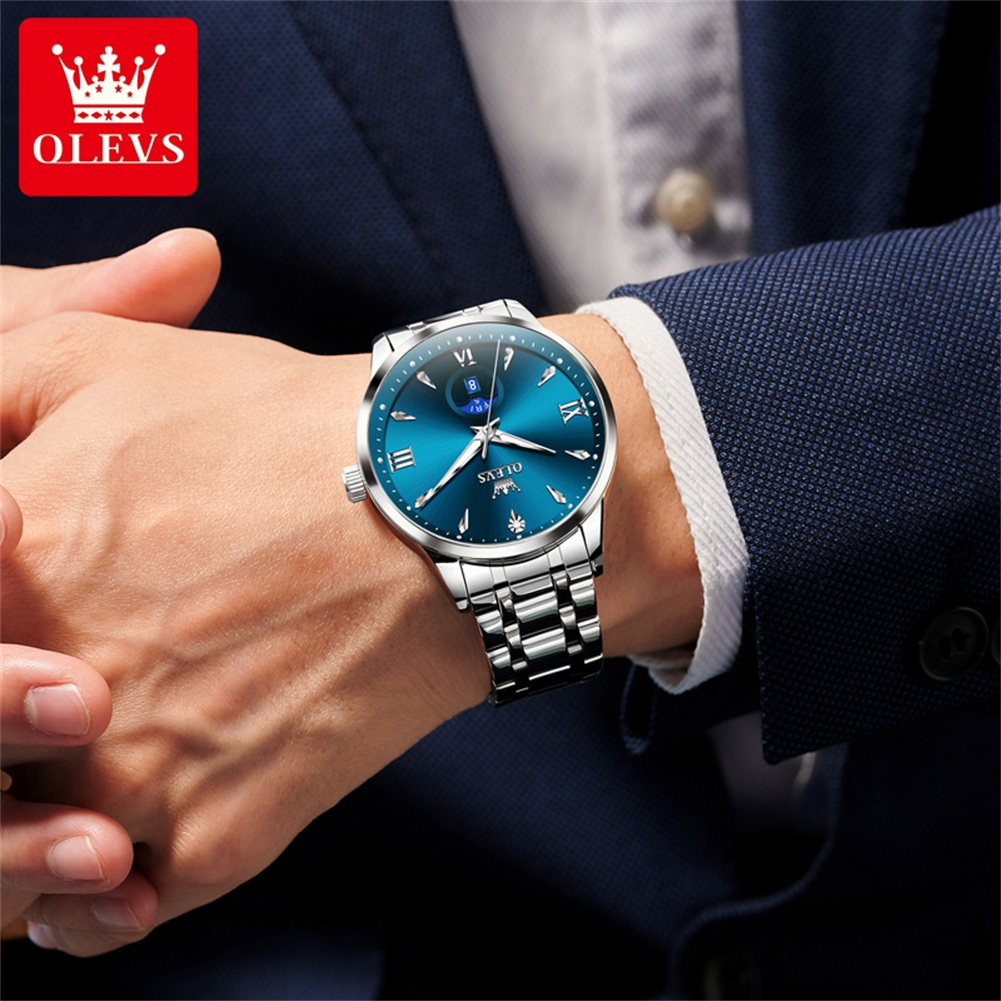 OLEVS มูนเฟสนาฬิกาผู้ชายปฏิทิน - Mens Fashion Watch บทวิจารณ์และราคา