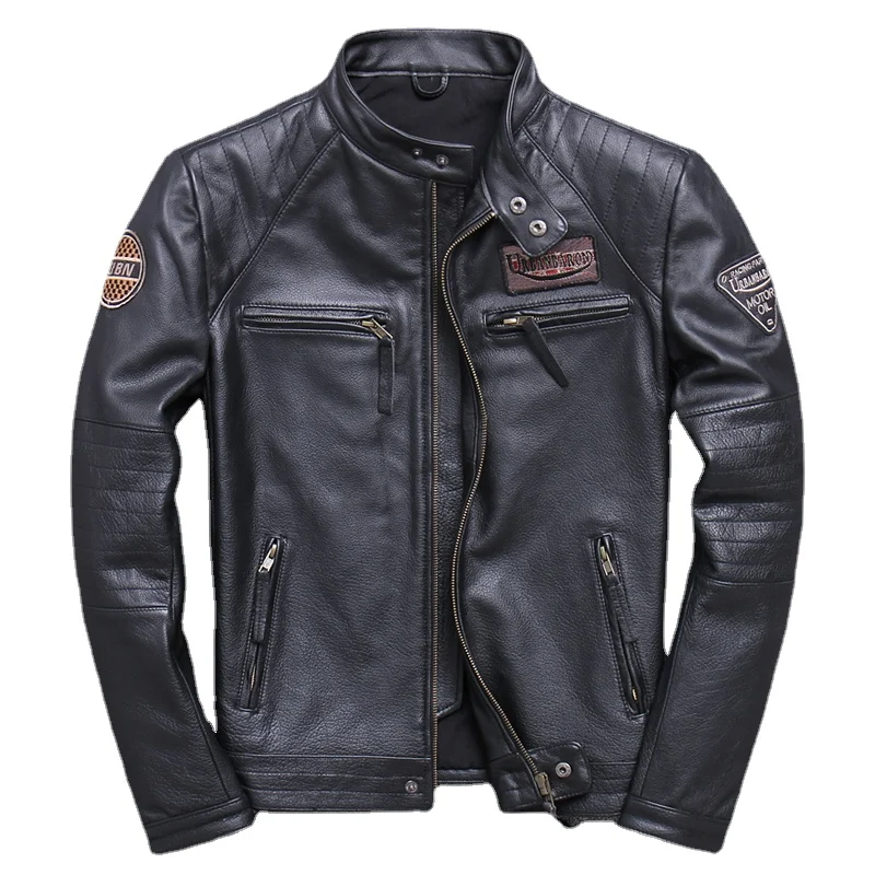 เสื้อแจ็คเก็ตหนังแท้แฟชั่นเสื้ - Men'S Fashion Leather Jacket บทวิจารณ์และราคา