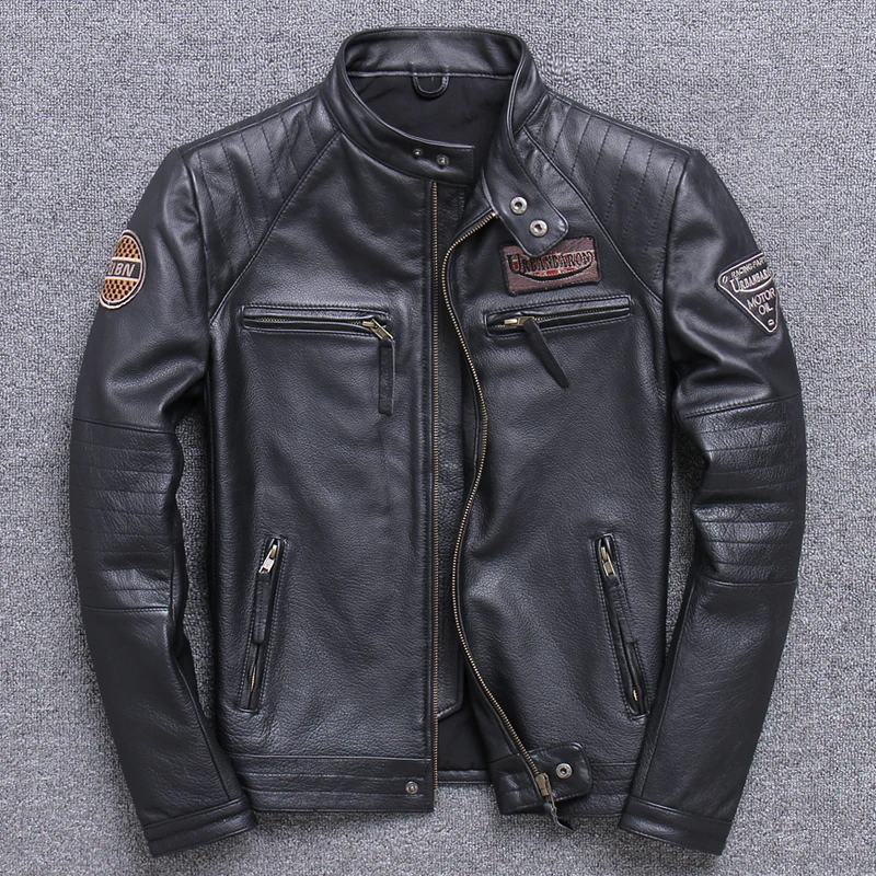 เสื้อแจ็คเก็ตหนังแท้แฟชั่นเสื้ - Men'S Fashion Leather Jacket บทวิจารณ์และราคา