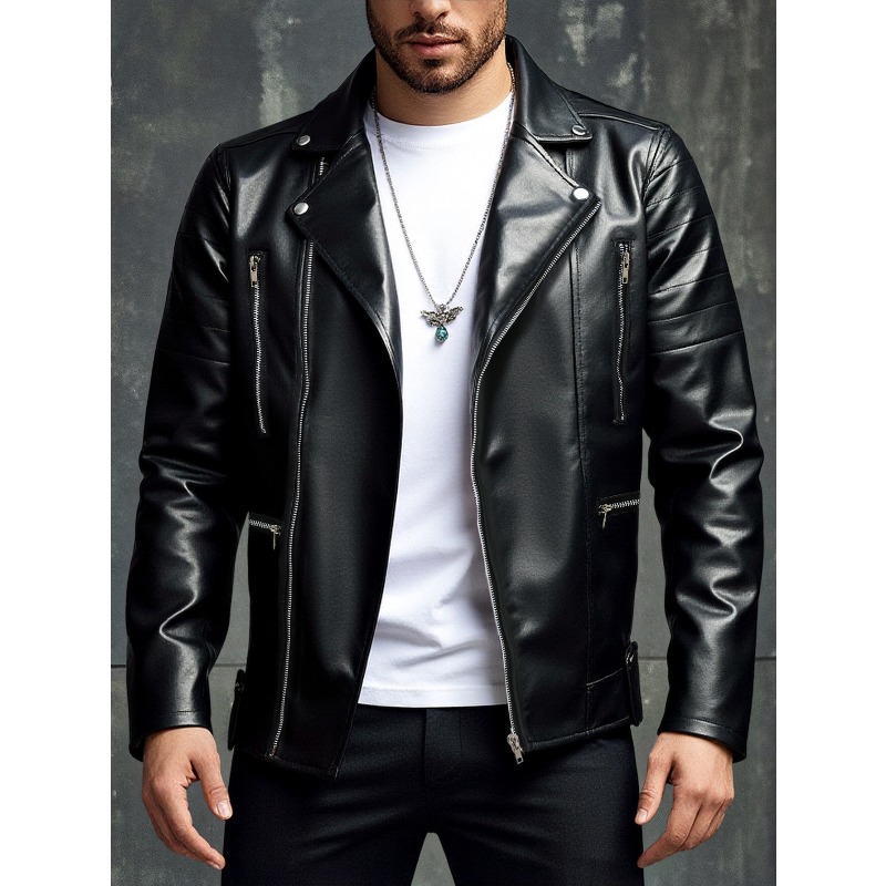 แจ็คเก็ตหนังผู้ชายแฟชั่นใหม่ ส - Men'S Fashion Leather Jacket บทวิจารณ์และราคา