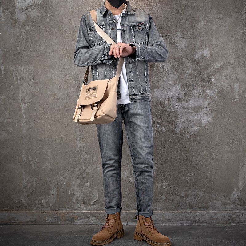 ชุดเสื้อแจ็คเก็ตยีนส์ลำลองสำหร - Jacket Mens Fashion บทวิจารณ์และราคา