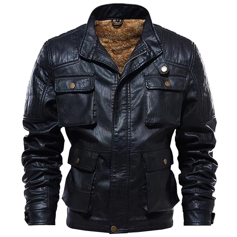 ฤดูหนาว Vintage ขนแกะหนังแจ็คเ - Bomber Jacket Men บทวิจารณ์และราคา