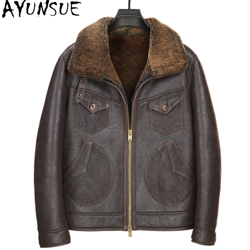 AYUNSUE เสื้อโค้ทขนสัตว์ธรรมชา - Jacket Mens Fashion บทวิจารณ์และราคา