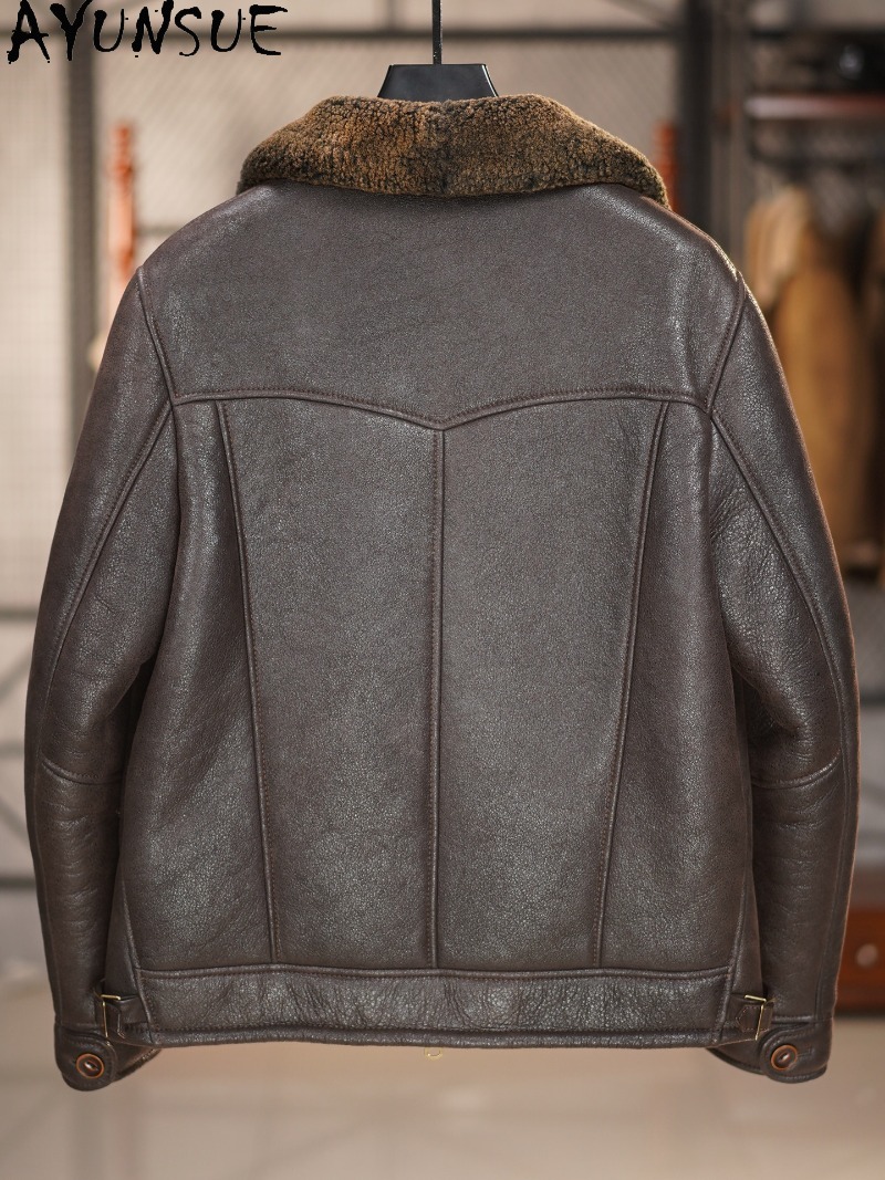 AYUNSUE เสื้อโค้ทขนสัตว์ธรรมชา - Jacket Mens Fashion บทวิจารณ์และราคา