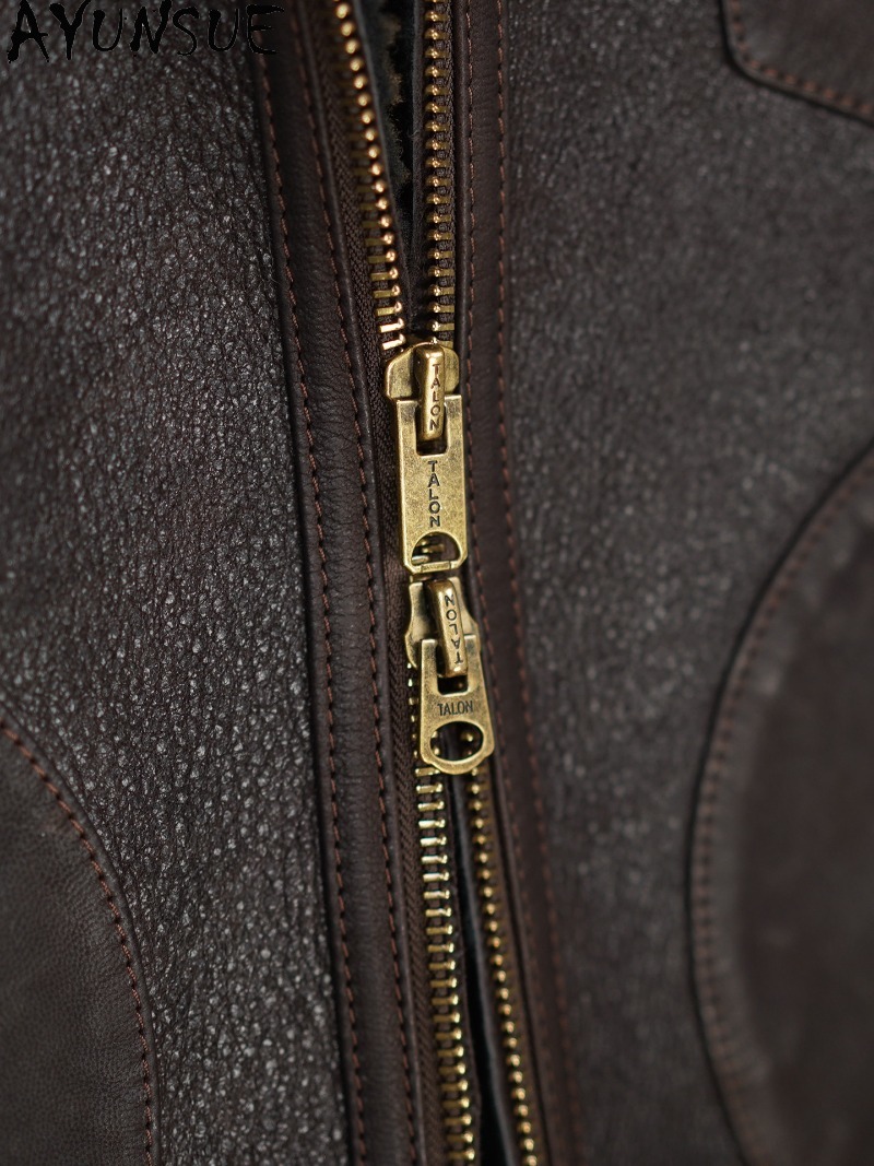 AYUNSUE เสื้อโค้ทขนสัตว์ธรรมชา - Jacket Mens Fashion บทวิจารณ์และราคา