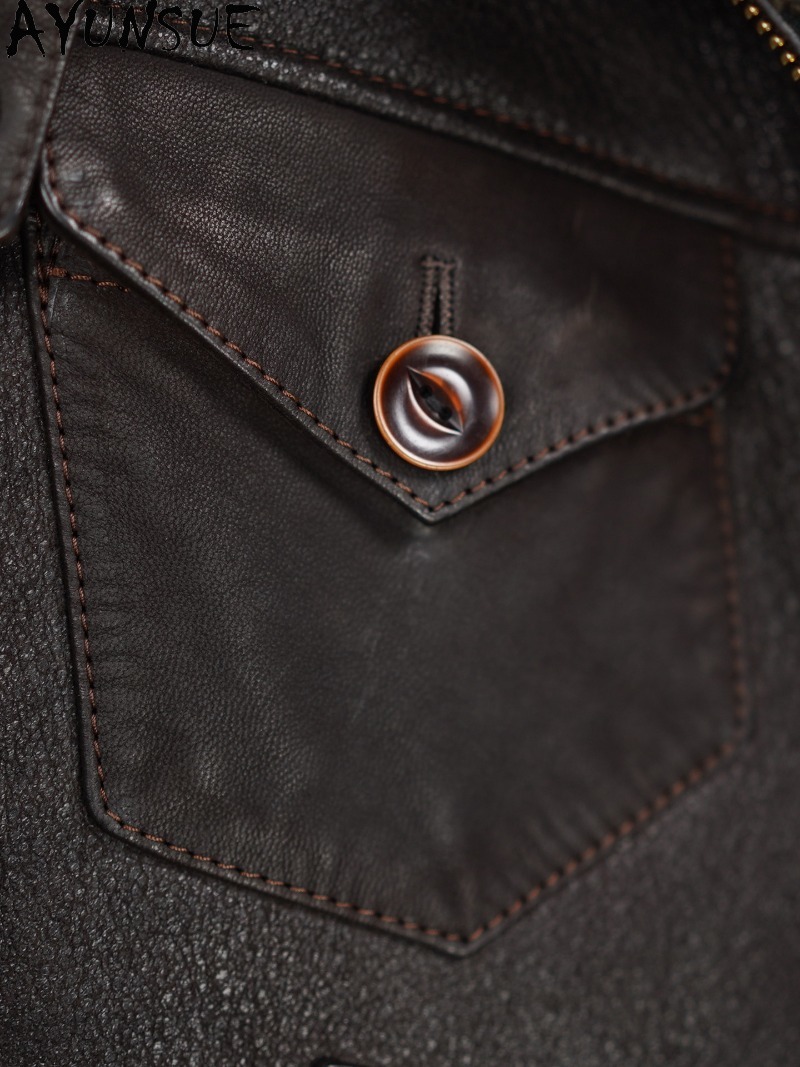 AYUNSUE เสื้อโค้ทขนสัตว์ธรรมชา - Jacket Mens Fashion บทวิจารณ์และราคา